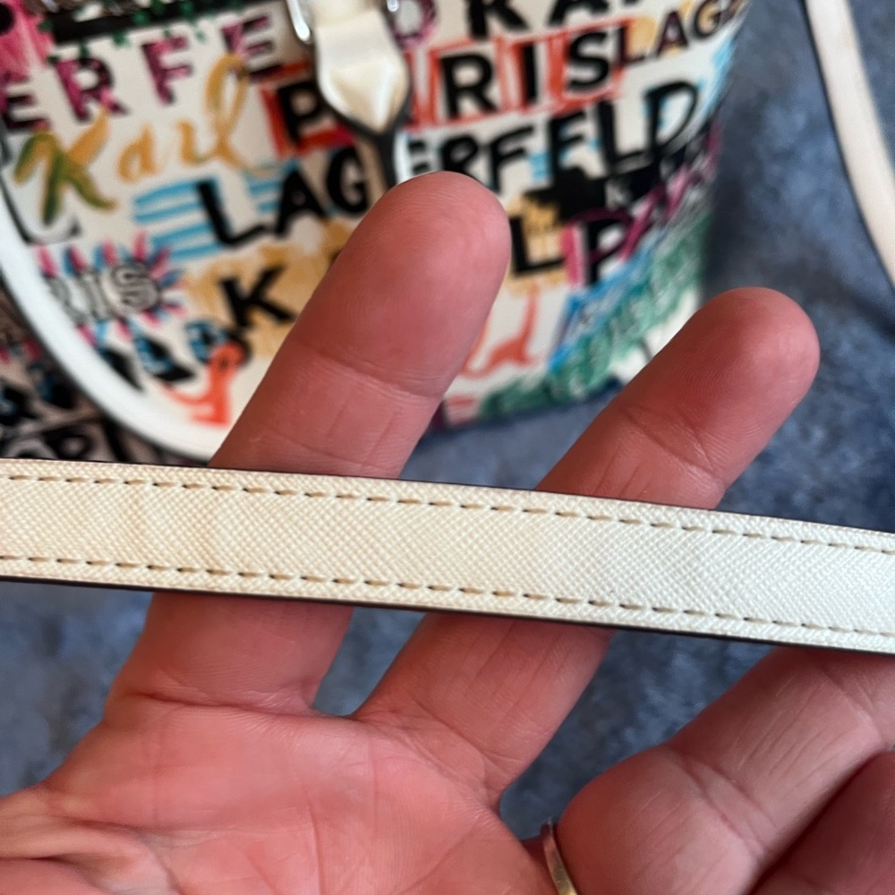 Karl Lagerfeld Multicolor Logo Tote with White Trim - Picture 4 of 7